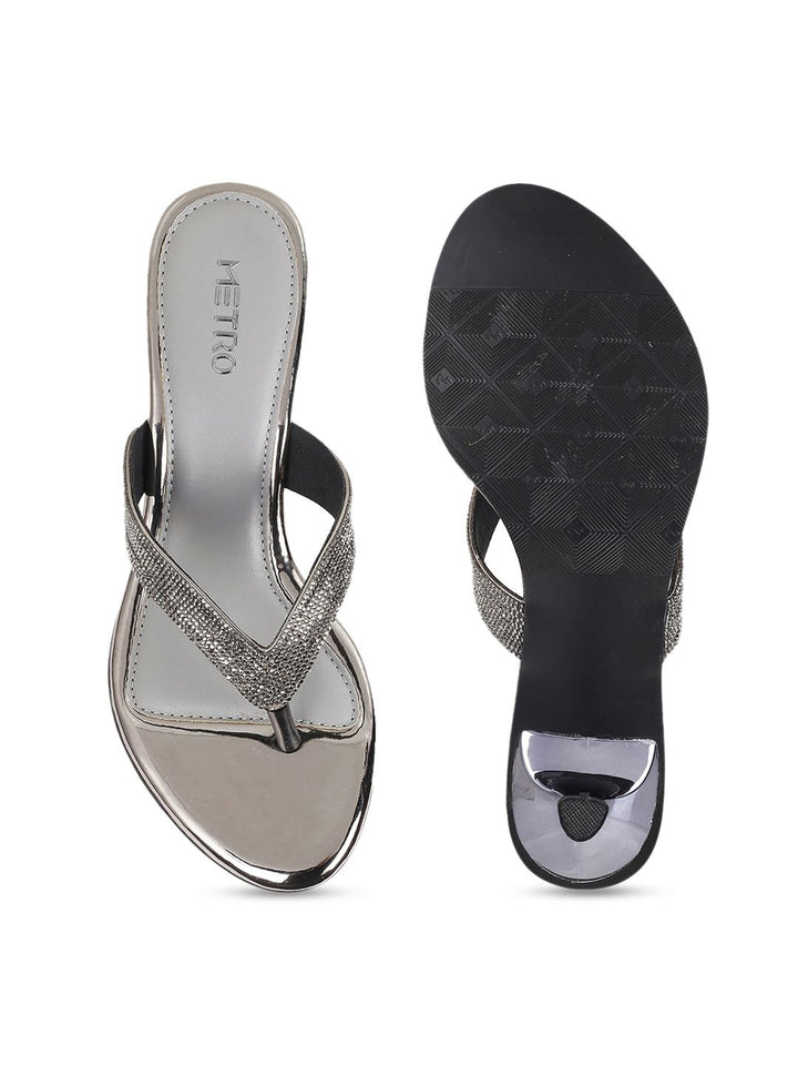 Metro Embellished Open Toe Kitten Heels