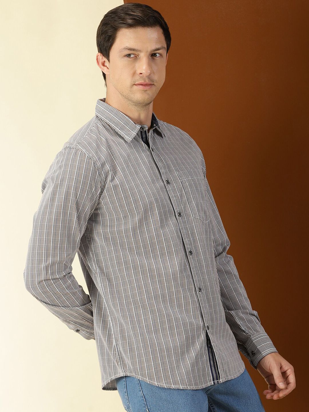 Thomas Scott Classic Slim Fit Tartan Checks Pure Cotton Casual Shirt