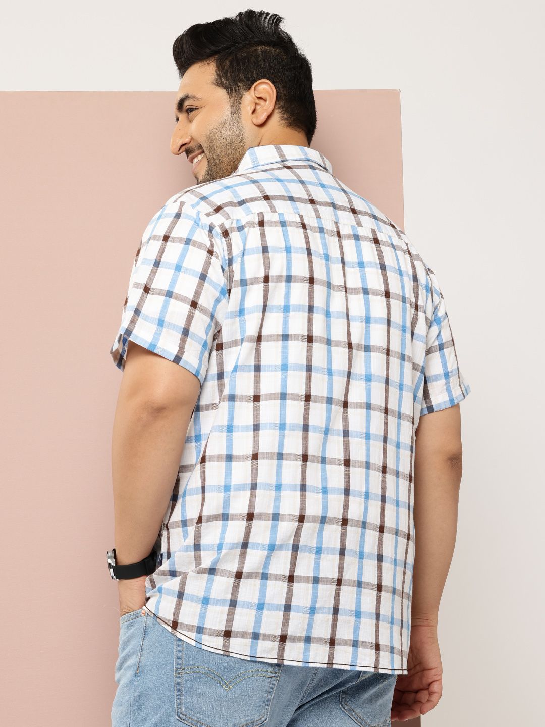 Thomas Scott Men Plus Size Premium Checked Casual Shirt