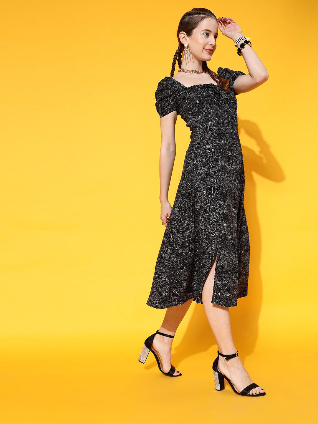 STREET 9 Women Stunning Black Abstract Dress