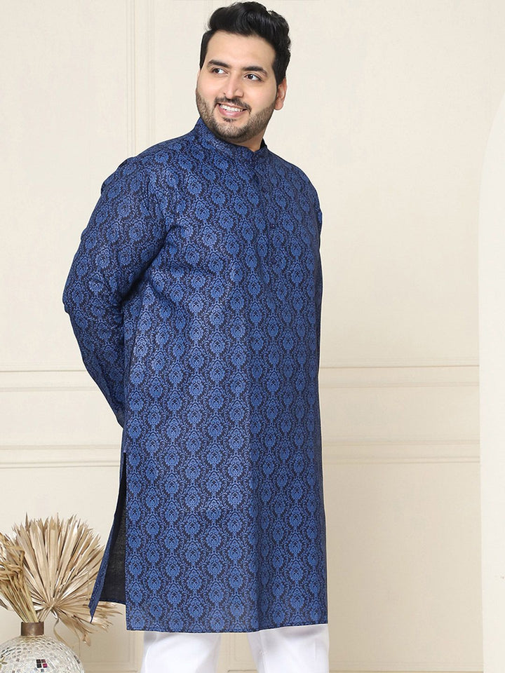 SOJANYA PLUS Size Ethnic Motifs Band Collar Straight Kurta