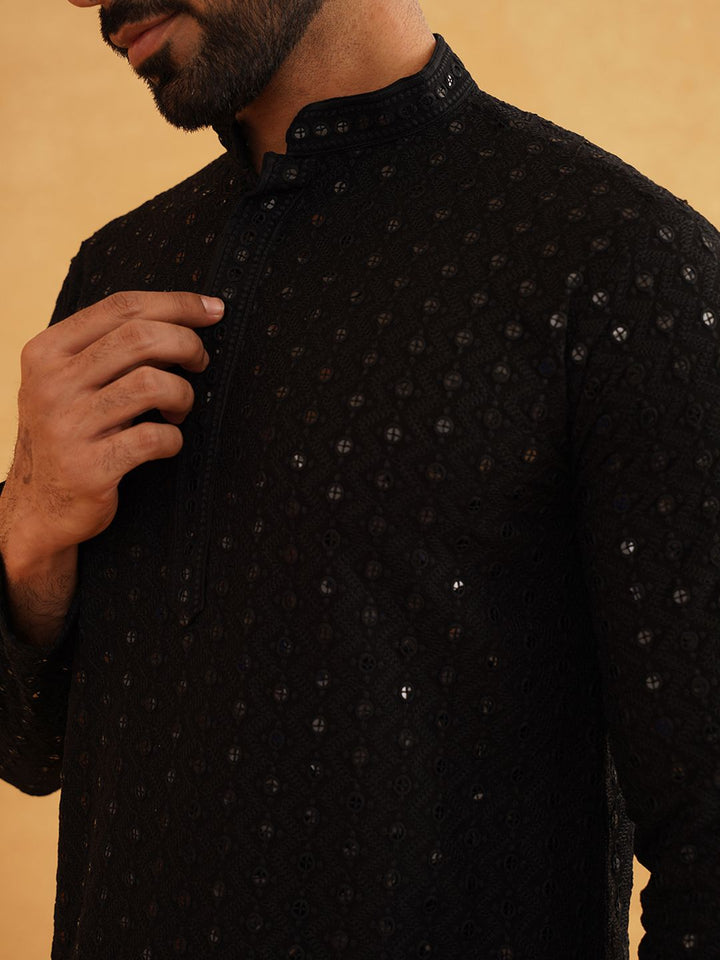 SOJANYA Embroidered Sequined Pure Cotton Kurta With Pyjama