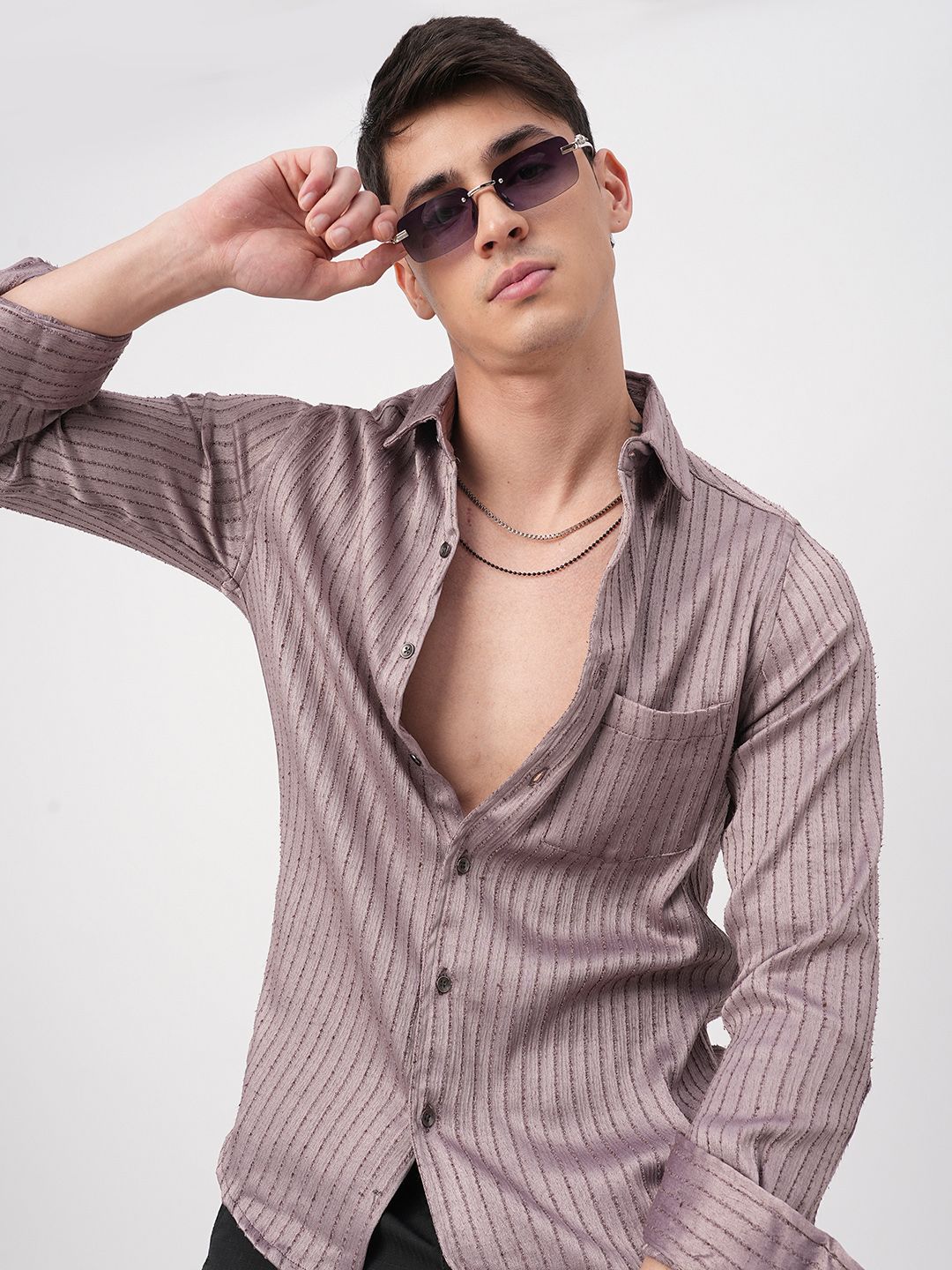 VASTRADO Men Classic Slim Fit Opaque Striped Casual Shirt