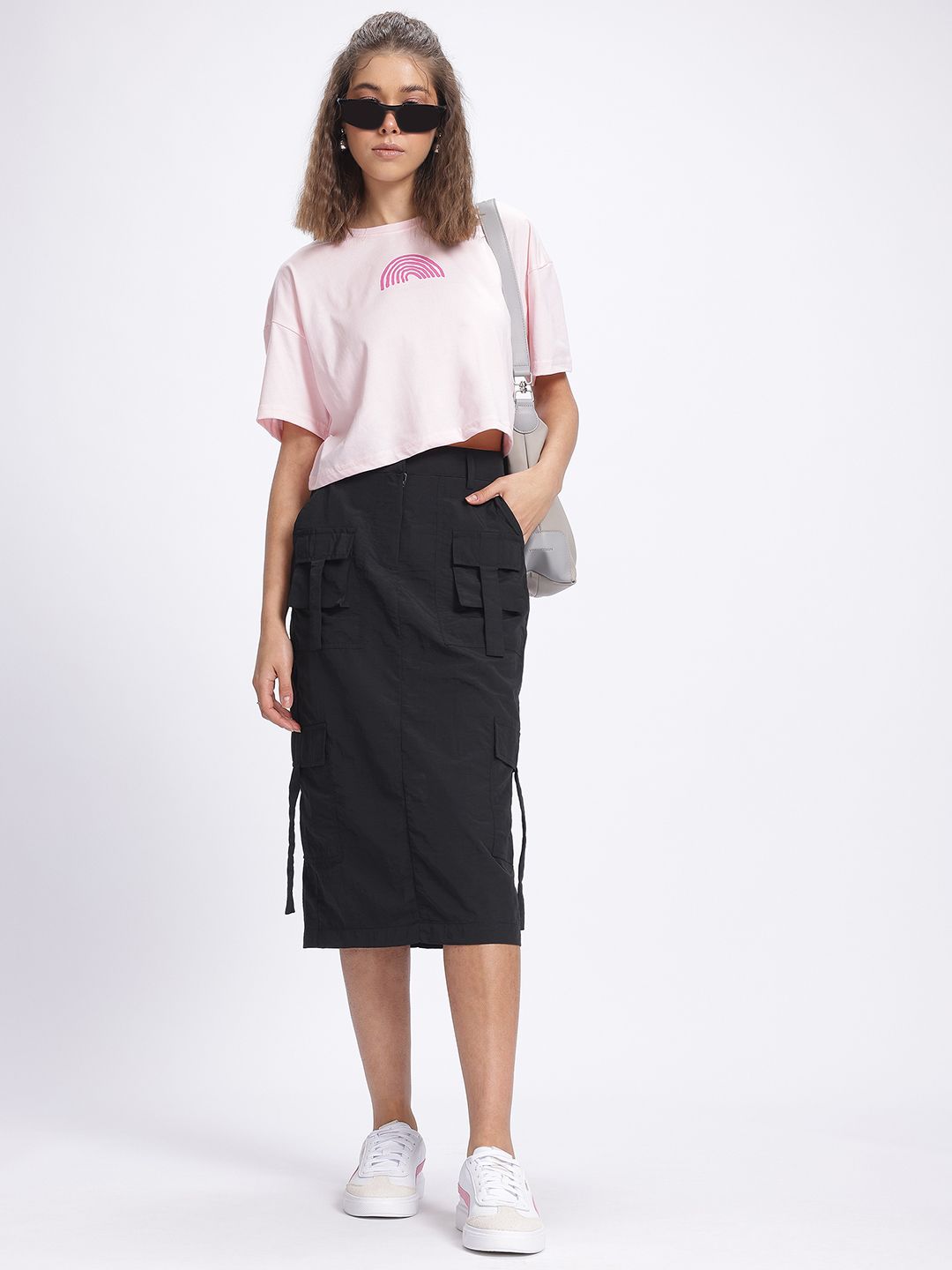DressBerry Utility Chic Cargo Style Midi Straight Skirt