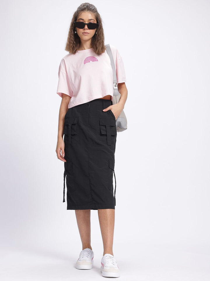 DressBerry Utility Chic Cargo Style Midi Straight Skirt