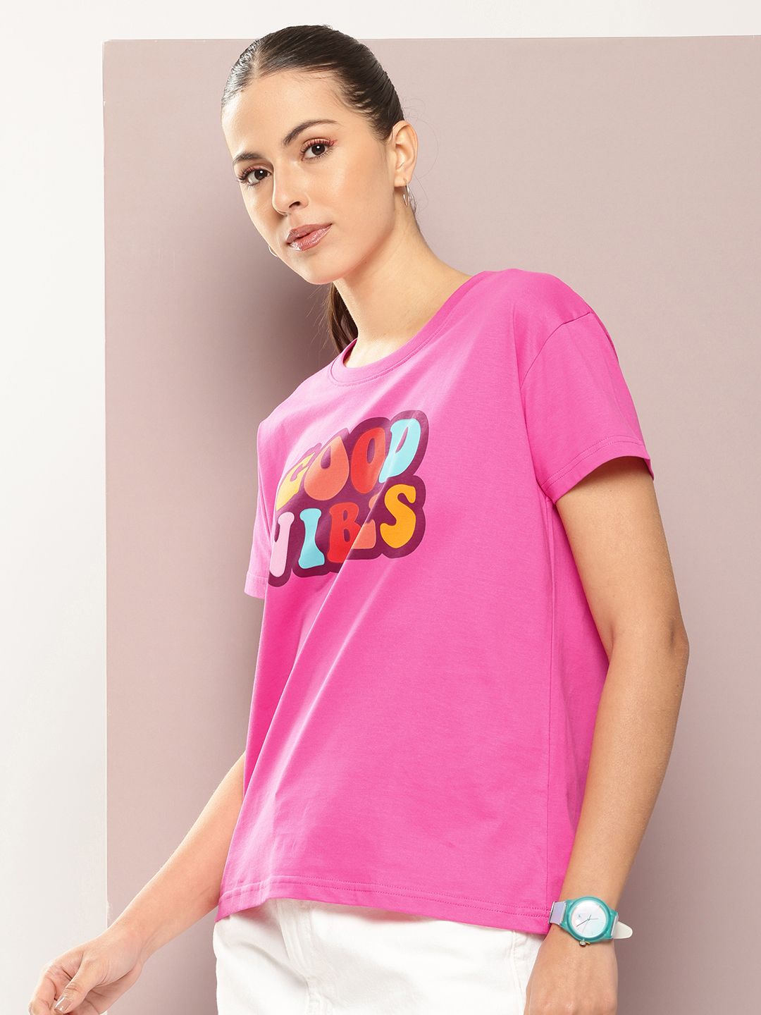 DILLINGER Typography Printed Drop-Shoulder Sleeves Pure Cotton Boxy T-shirt