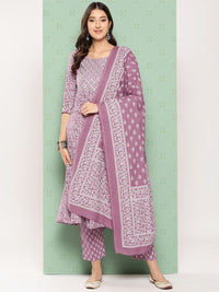 KALINI Women Ethnic Motifs Printed Empire Gotta Patti Kurta with Trousers & With Dupatta