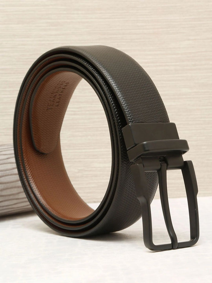 Teakwood Leathers Men Textured Leather Reversible Formal Belt