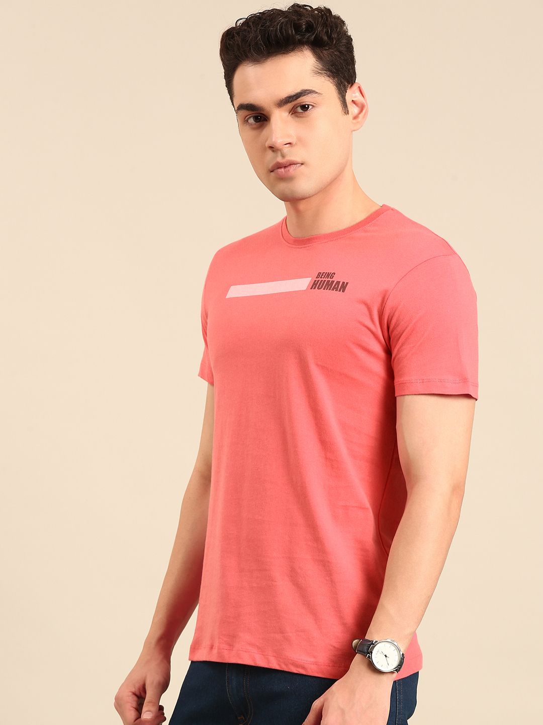 Being Human Pure Cotton T-shirt with Minimal Print