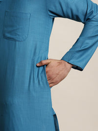 Anug by SOJANYA Men Blue Mandarin Collar Kurta