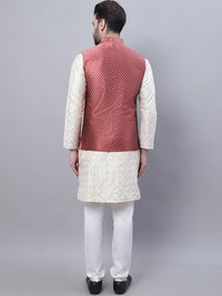 SOJANYA Kurta Biasa Bersulam dengan Piyama & Jaket Nehru