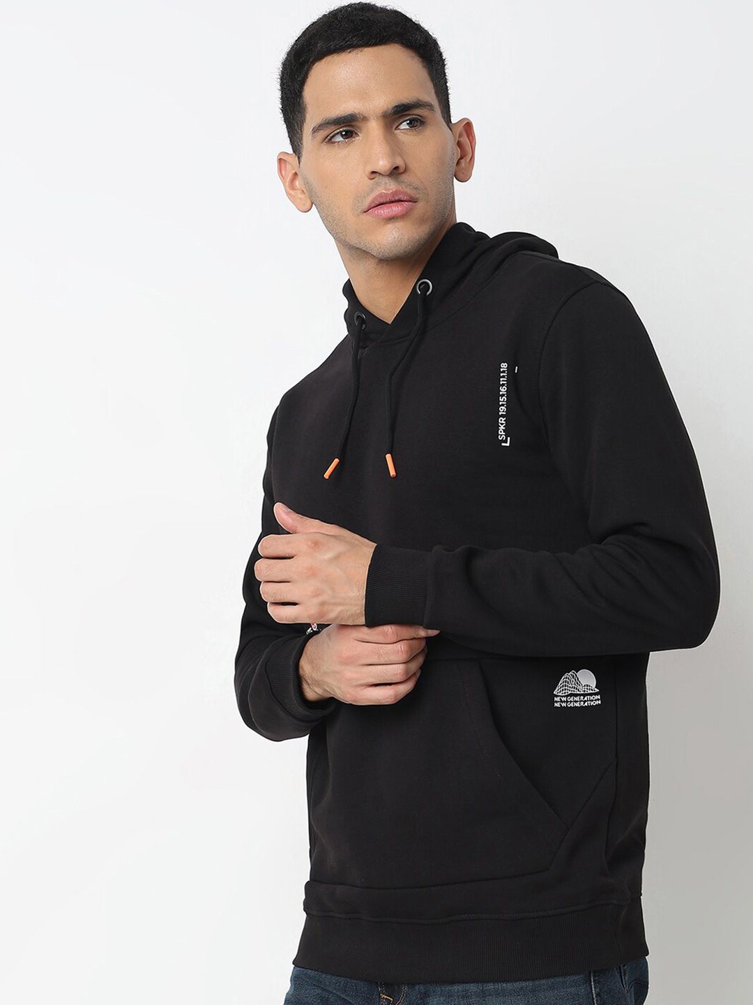 SPYKAR Hooded Neck Long Sleeves Cotton Pullover Sweatshirt