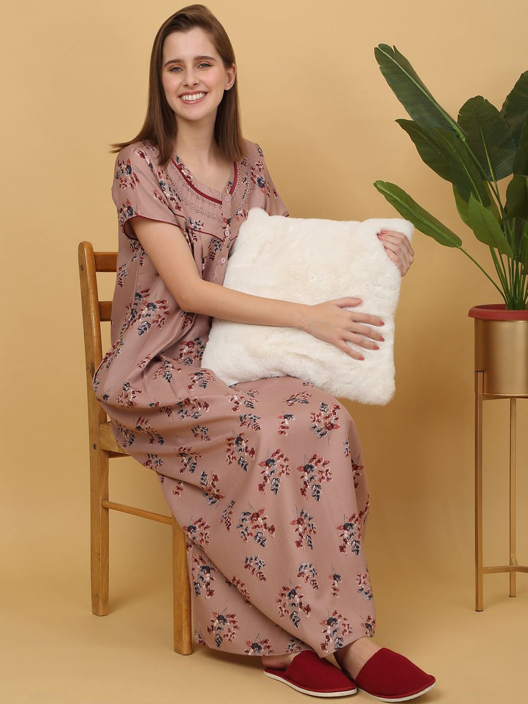 Sweet Dreams Printed pure cotton Maxi Nightdress