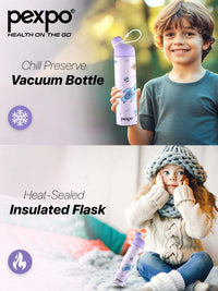 Pexpo Pico Purple ISI Certified Thermosteel Hot, Cold With Rocket Flask Water Bottle 500ml