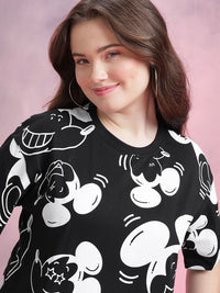 DressBerry Mickey Mouse Printed Pure Cotton Boxy T-shirt