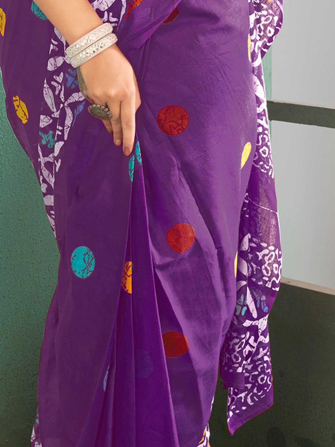 Saree mall Ethnic Motifs Pure Cotton Block Print Saree