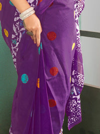Saree mall Ethnic Motifs Pure Cotton Block Print Saree
