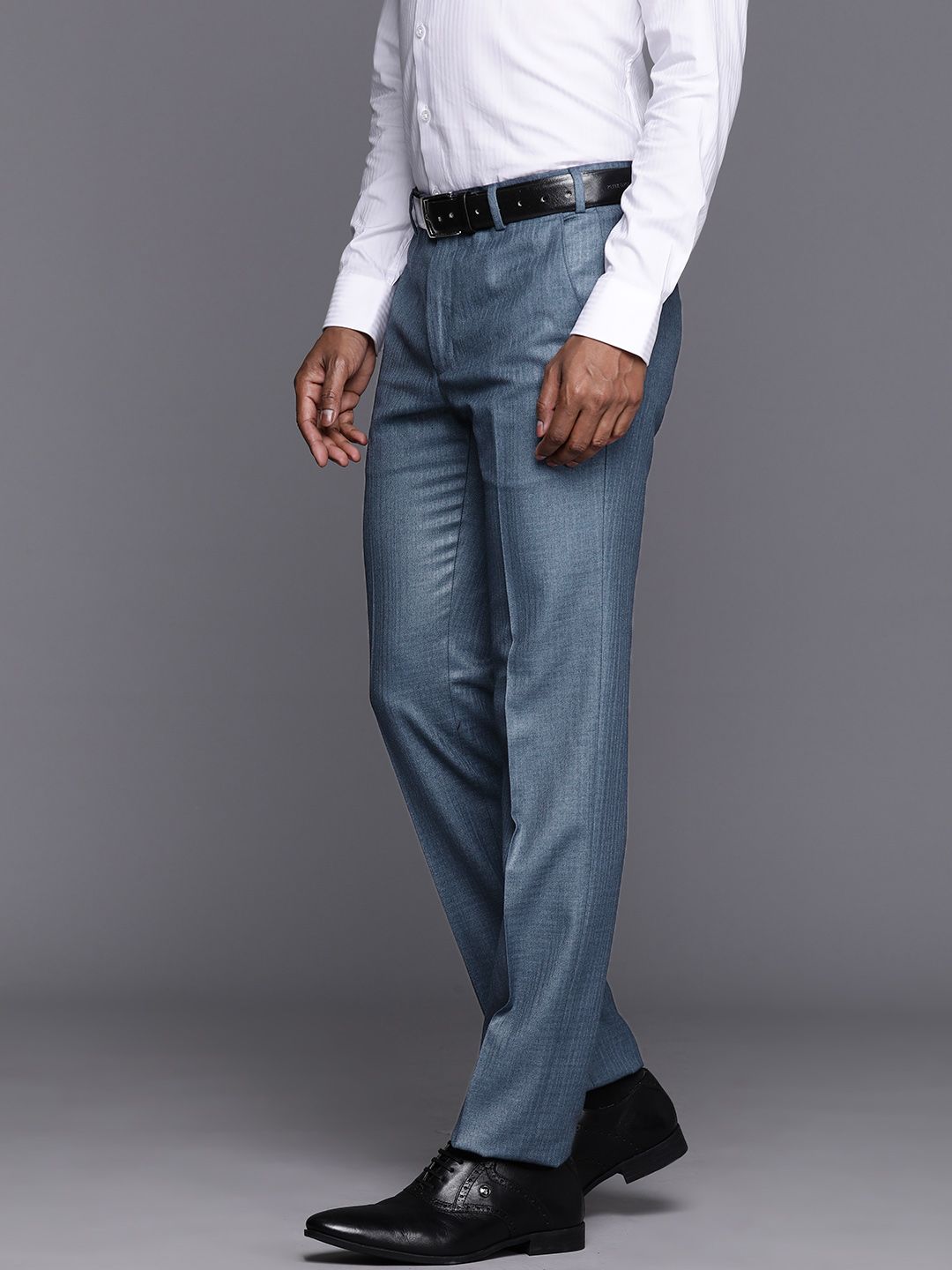 Raymond Men Textured Slim Fit Trousers