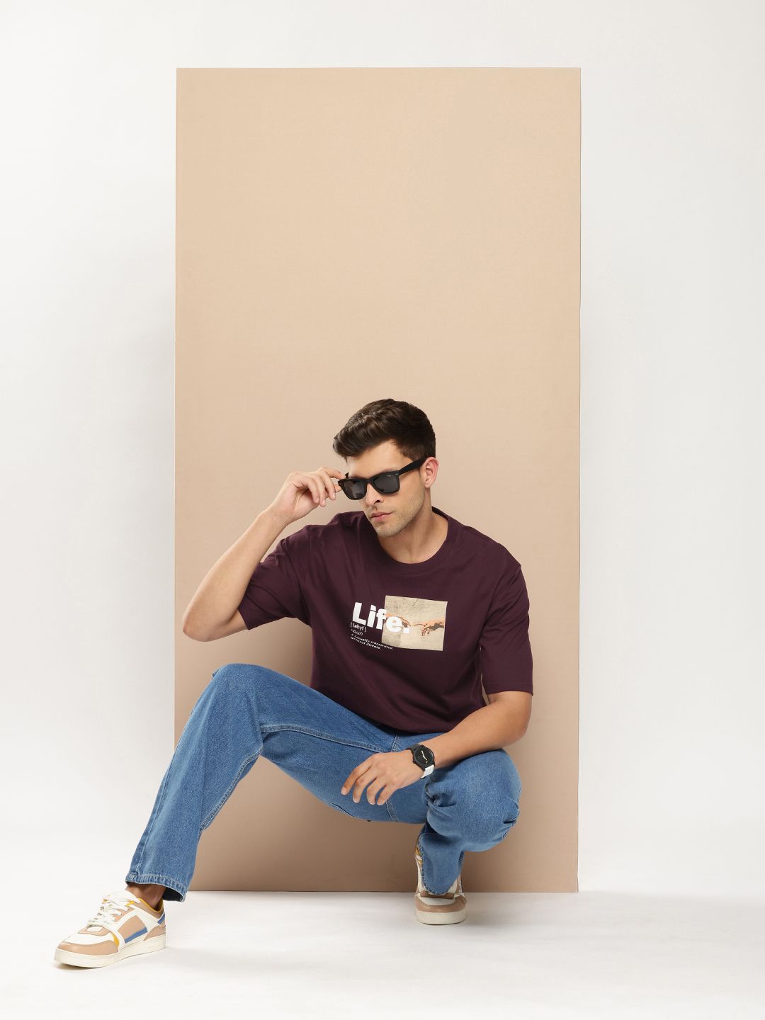 Difference of Opinion Men Printed Pure Cotton Oversized T-shirt