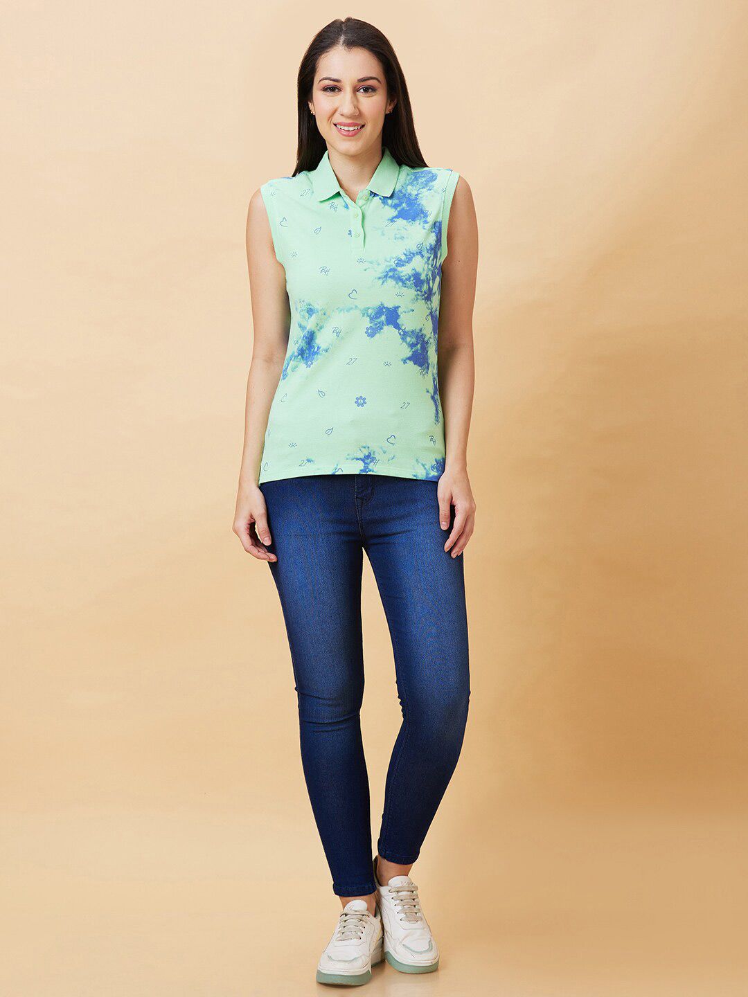 Being Human Abstract Printed Polo Collar Slim Fit T-shirt