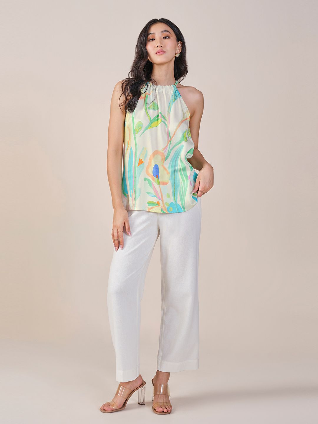 AND Halter Neck Sleeveless Printed Top