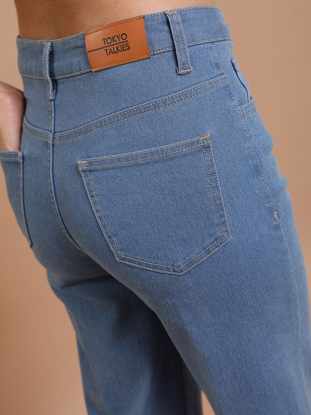 Basics By Tokyo Talkies Women Blue Flared Stretchable Jeans