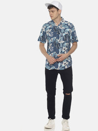 Bene Kleed Men Blue Slim Fit Printed Casual Shirt