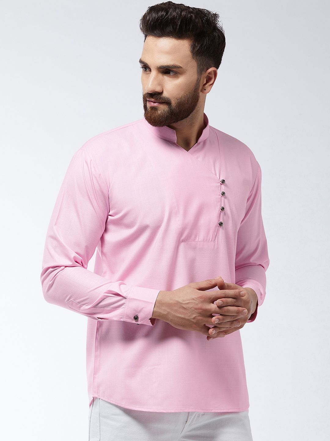 SOJANYA Men Pink Solid Kurta Lurus