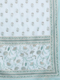 Libas Floral Printed Pleated Gotta Patti Pure Cotton Kurta with Palazzos & Dupatta