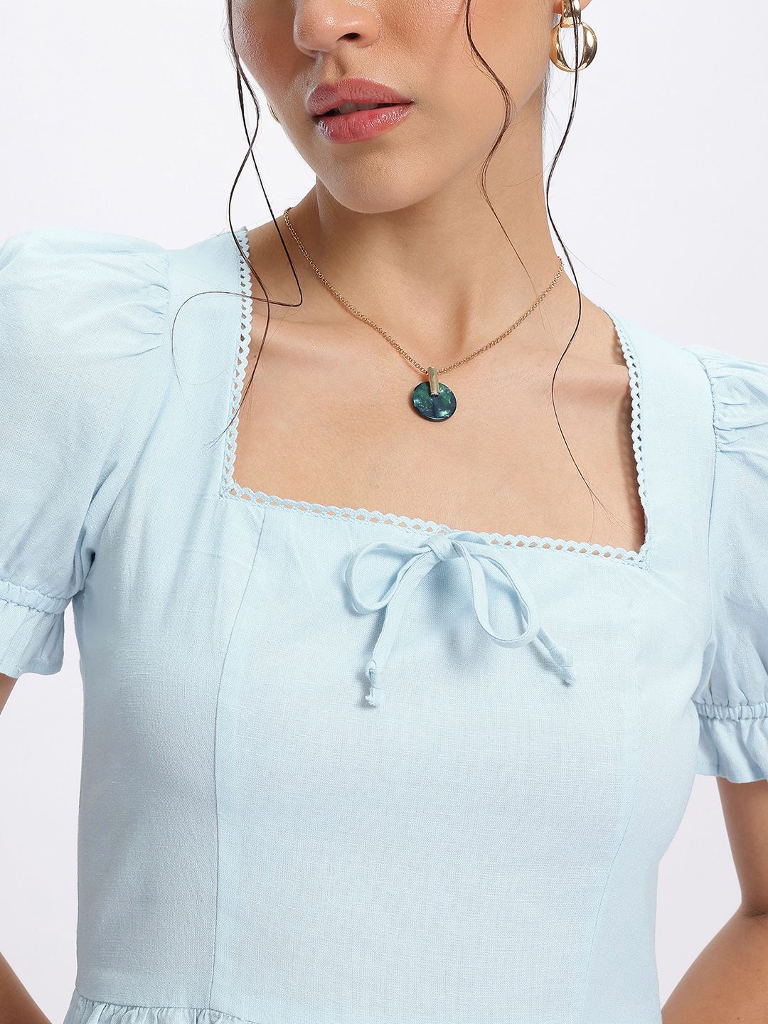 DressBerry Bow-tiful Pastels Lace Insert Detail Mini Dress