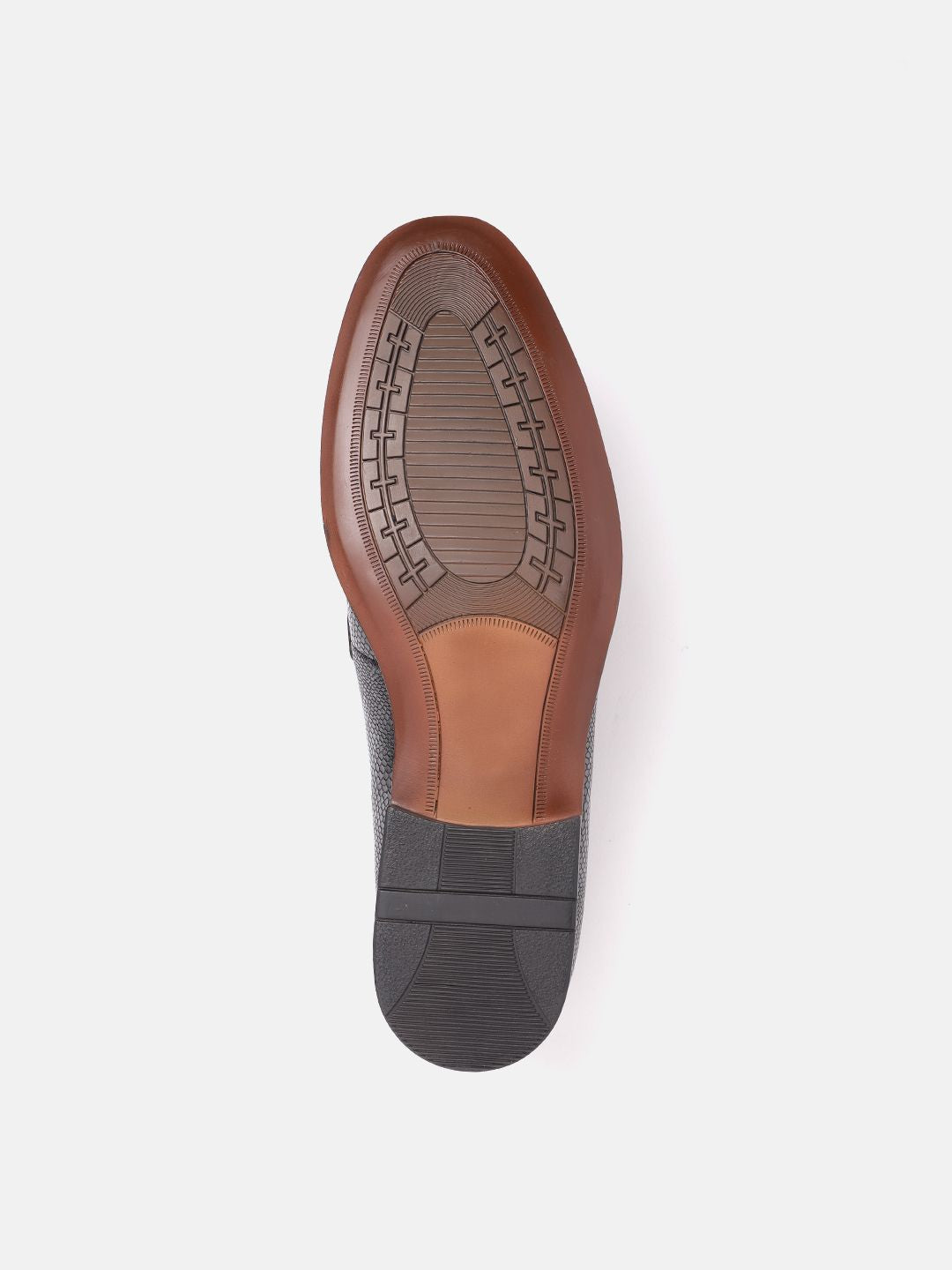 House of Pataudi Men Textured Formal Horsebit Loafers
