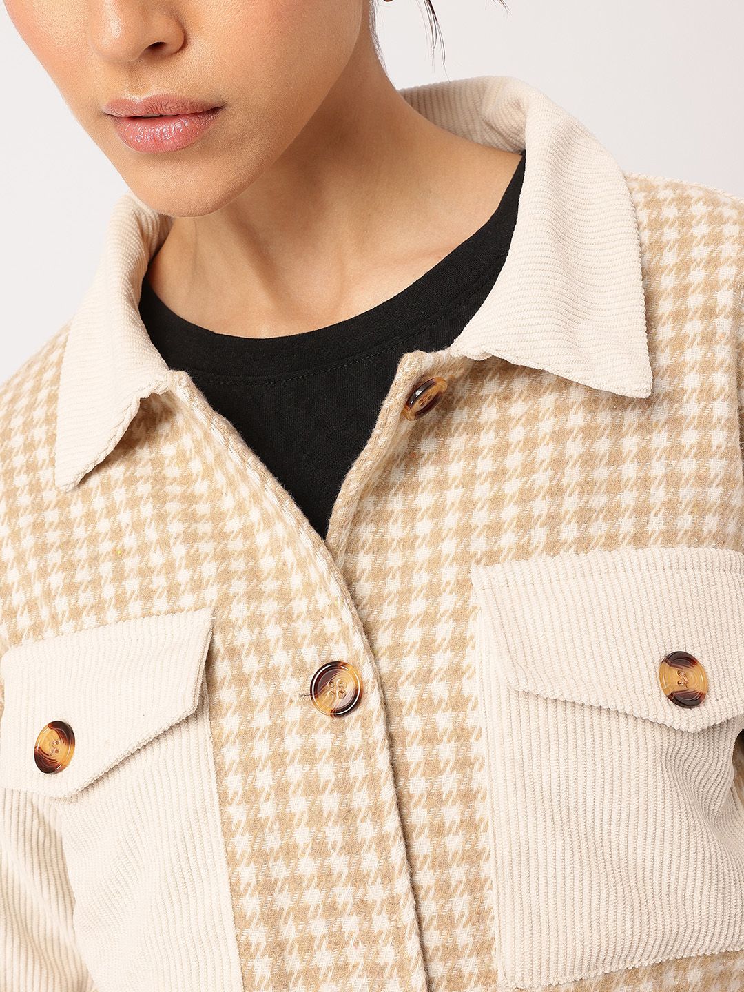 DressBerry Y2K Revival Houndstooth Crop Tailored Jacket