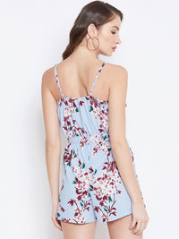 Berrylush Women Blue Printed Playsuit