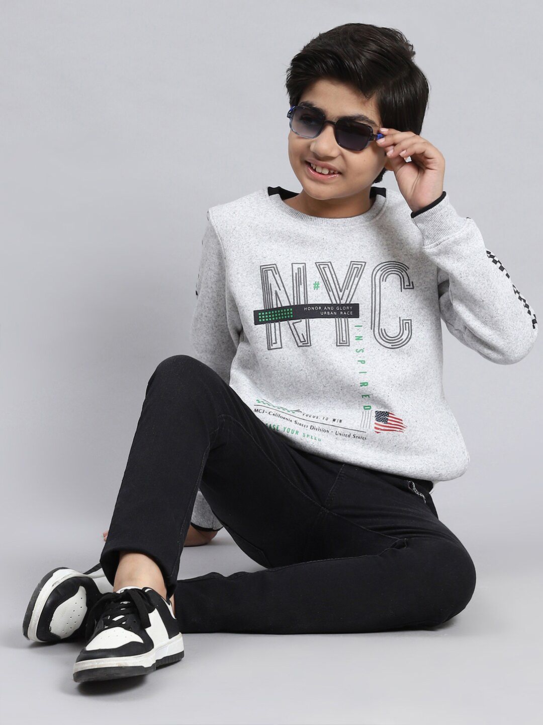 Monte Carlo Boys Typography Printed Cotton Pullover Sweatshirt