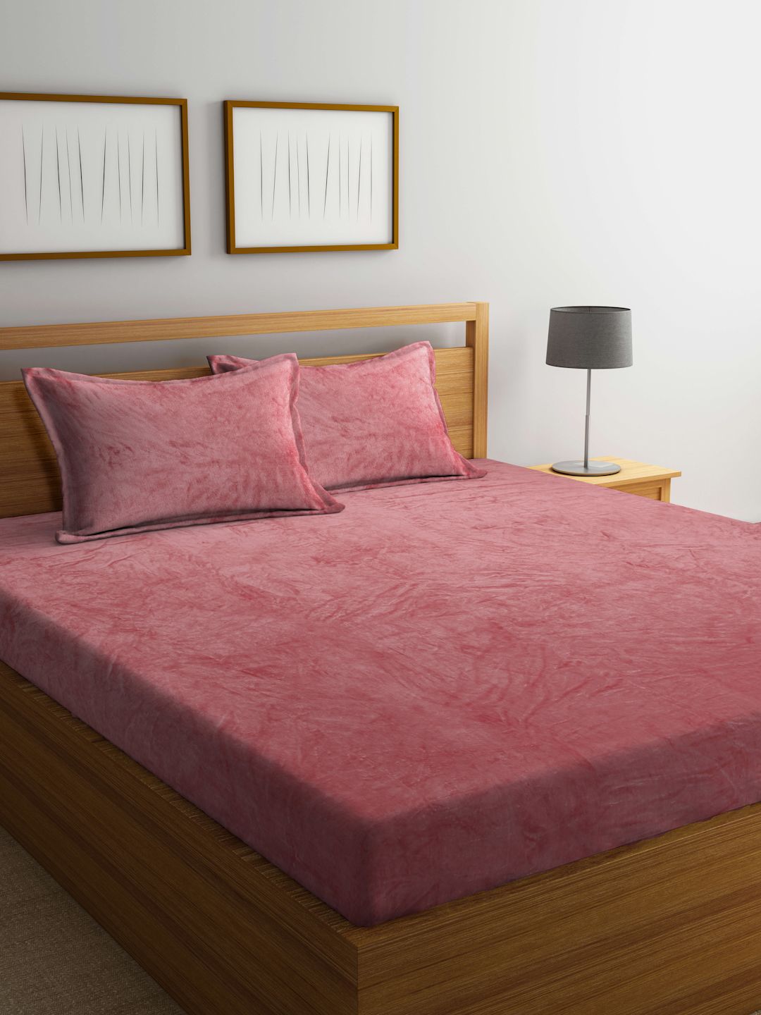 Myntra Elegant Homes Blue Wool 300 TC King Cadar Dengan 2 Sarung Bantal