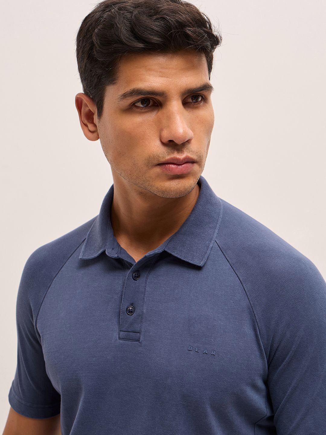 THE BEAR HOUSE Men Solid Polo Collar Pure Cotton T-shirt