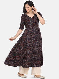 KALINI Floral Printed Pure Cotton Anarkali Kurta Wiith Palazzos