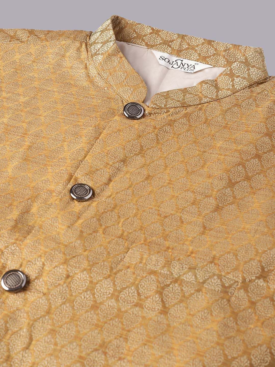 SOJANYA PLUS Woven Design Regular Silk Kurta with Pyjamas & Nehrujacket