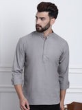 Anug by SOJANYA Men Grey Band Collar Kurta