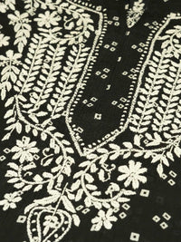 House of Chikankari Women Black Mulmul Chikankari Embroidered Kurta