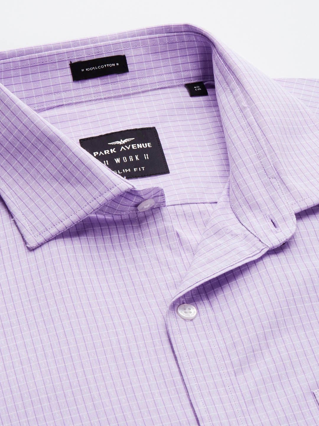 Park Avenue Men Violet Micro Checked Slim Fit Pure Cotton Formal Shirt