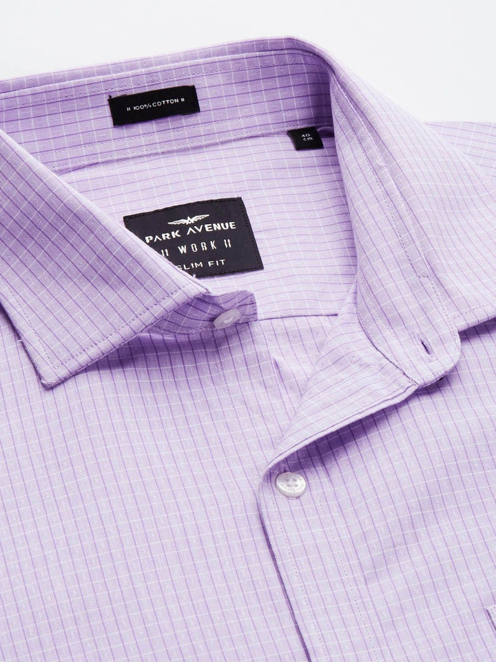 Park Avenue Men Violet Micro Checked Slim Fit Pure Cotton Formal Shirt