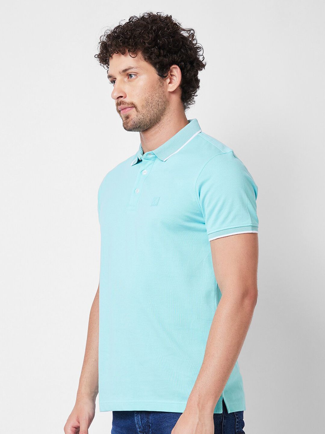 SPYKAR Polo Collar Short Sleeves Slim Fit Cotton T-shirt