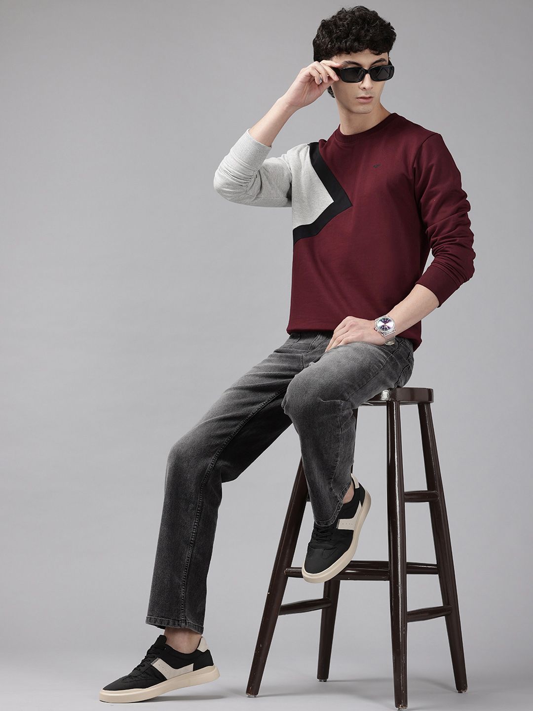 Park Avenue Colourblocked Pullover Sweatshirt