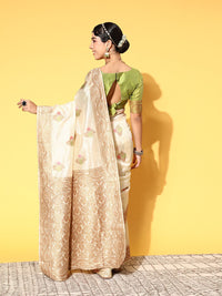 Saree mall Beige Woven Design Banarasi Saree