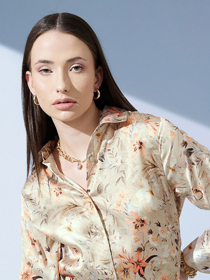 STREET 9 Comfort Floral Printed Oversize Casual Shirt