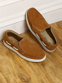Red Chief Men Brown Suede Slip-On Sneakers