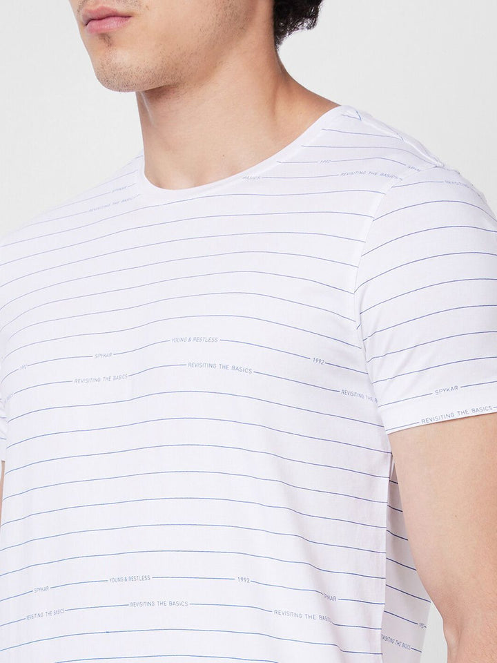 SPYKAR Striped Cotton Slim Fit T-shirt