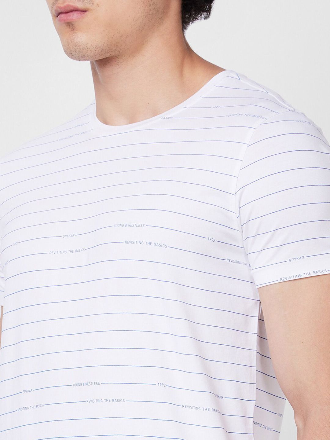 SPYKAR Striped Cotton Slim Fit T-shirt