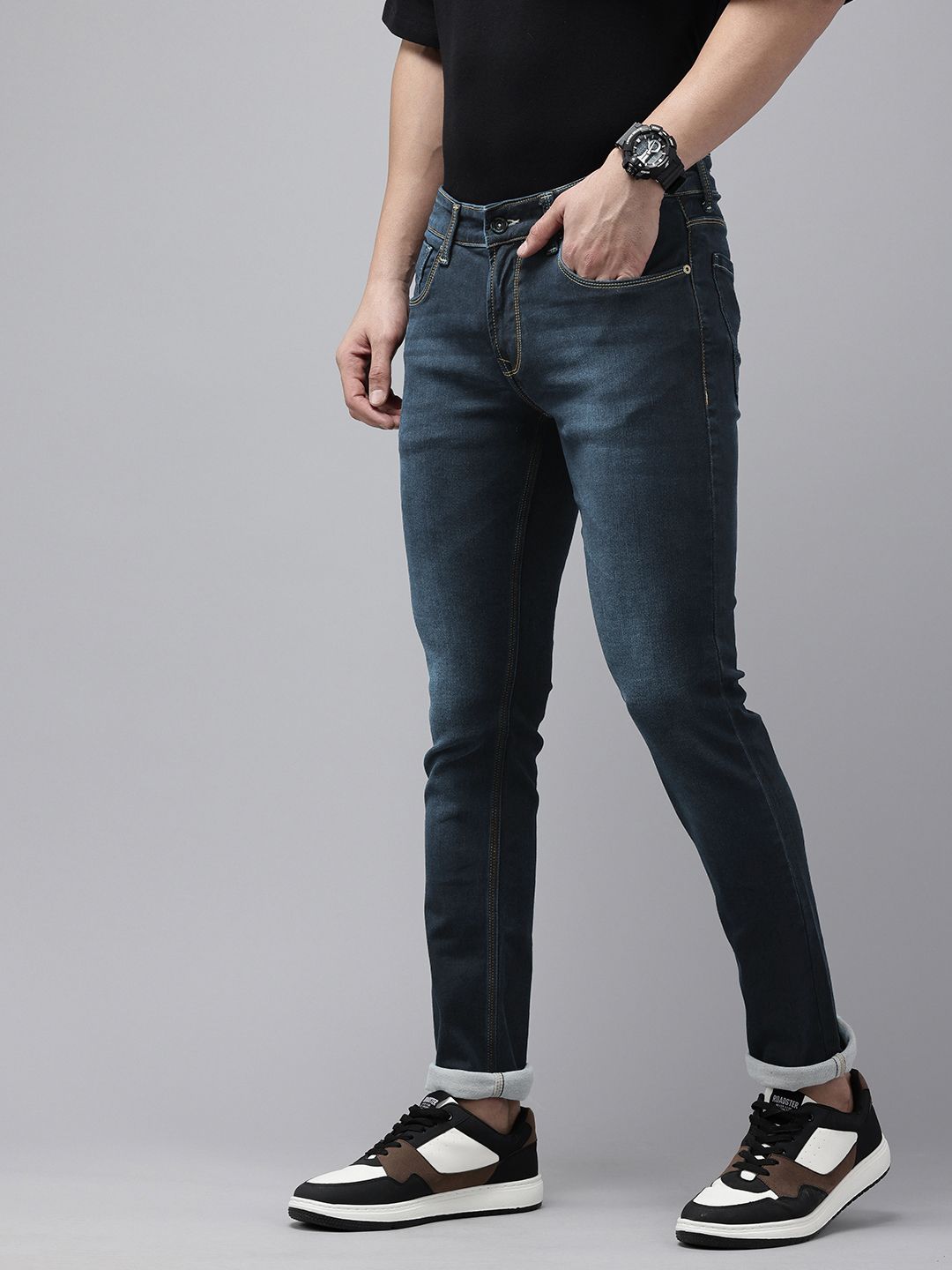 SPYKAR Men Skinny Slim Fit Low-Rise Light Fade Stretchable Jeans